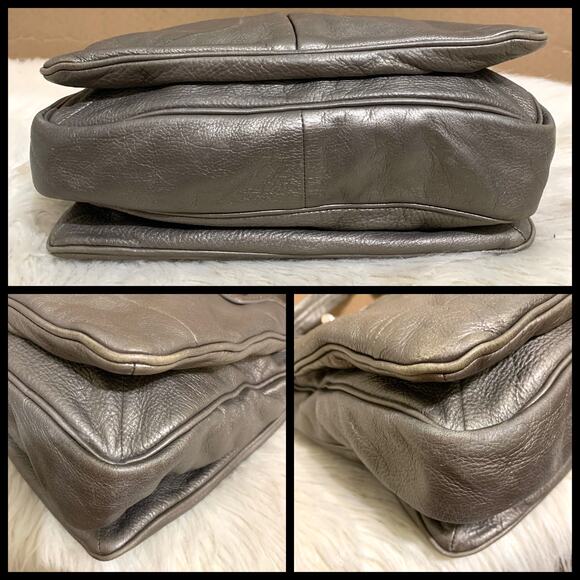 MARC JACOBS "TERI" Pewter Silver Leather Vintage N/S Totally Turnlock N/S Tote - Picture 15 of 16